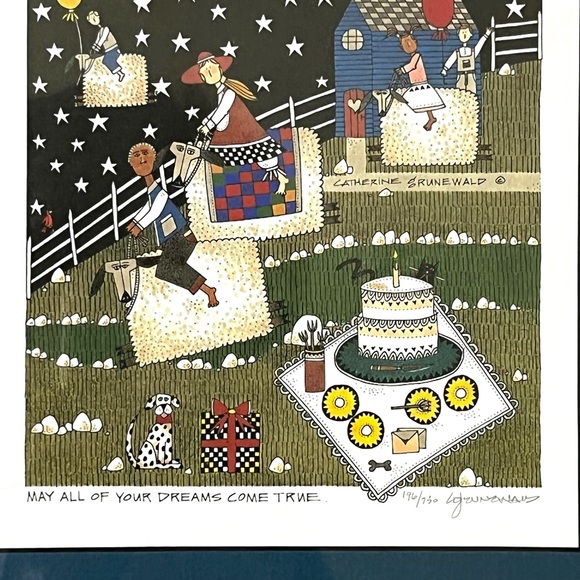 Catherine Grunewald signed folk art print May All of Your Dreams Come Tr… - Picture 5 of 7